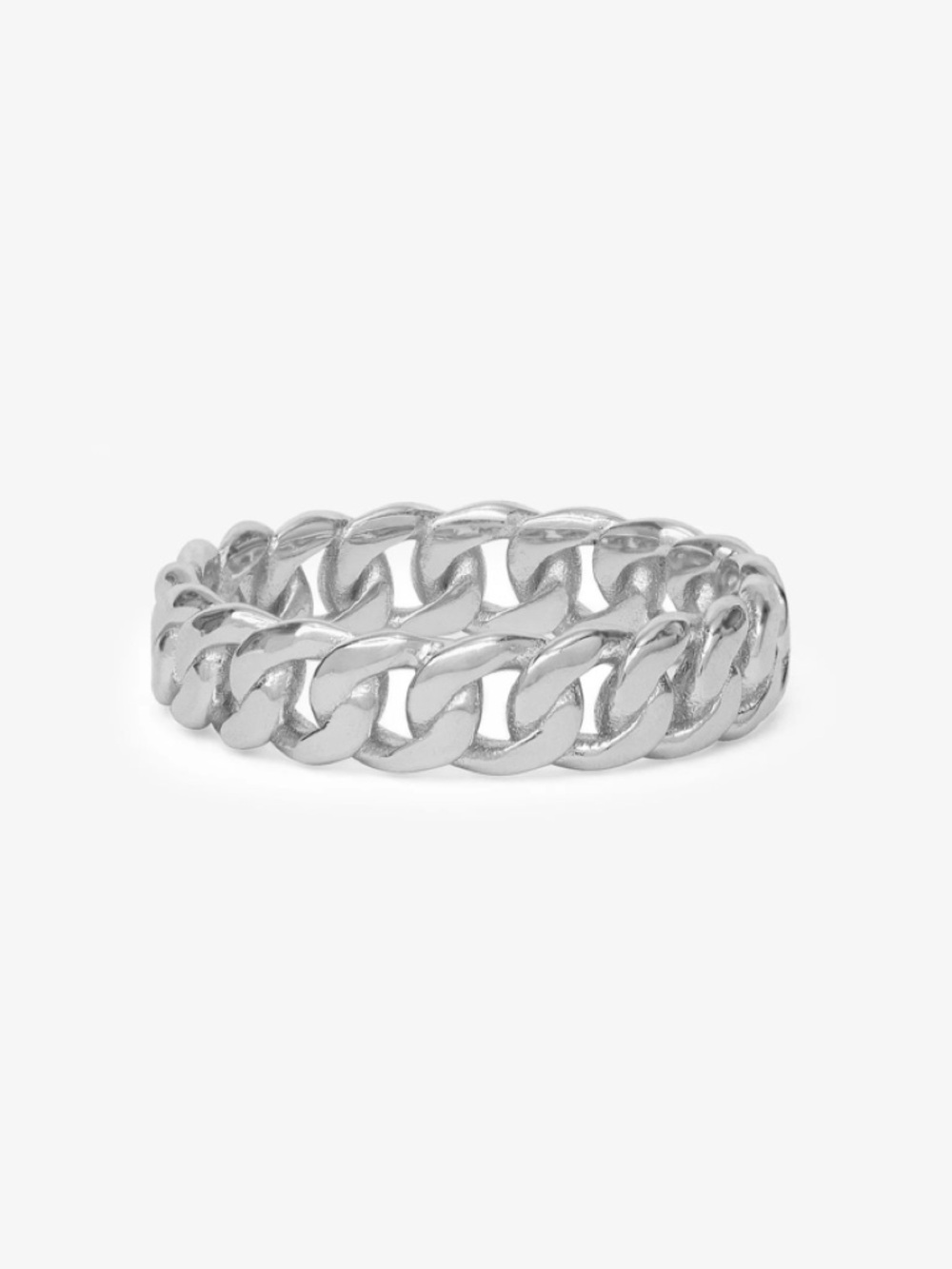 Melinda Maria Silver Chain Link Ring - Polished Cuban Style